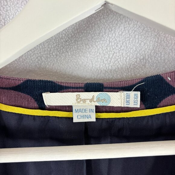 Boden Dress Women's Size 6 Purple and Navy Midi Corduroy Geometric Retro - Picture 6 of 8